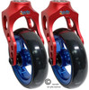 Aluminum Red Caster Fork Assembly With 4x1 Soft Roll Wheel-Blue Rim