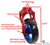 Aluminum Red Caster Fork Assembly With 4x1 Soft Roll Wheel-Blue Rim