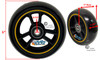 TRI RACER - 5" x 1.40" 3-Spoke Composite Mag Wheel, Black Wheel With Yellow Strip/ Black Tire. Sold as Set of 2