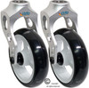 Aluminum Silver Caster Fork Assembly With 4x1 Soft Roll Wheel-White Rim