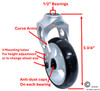 Aluminum Silver Caster Fork Assembly With 4x1 Soft Roll Wheel-White Rim