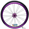 Shivoxx 24"x1" (540) Wheels with SOLID SHOX G2 Tires. Purple Pushrim, Aluminum/Carbon Hub and 1/2" Bearings