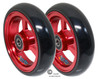 SHIVOSPYN 4" X 1" Aluminum 3 Spoke Wheel, Red Rim / Soft Urethane Tire with 5/16" bearings.