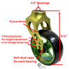 Green Aluminum Caster Fork Assembly With 5x1.40 Soft Roll Wheels in Green Color