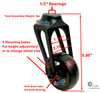 Aluminum Caster Fork (Black) 3" x 1" Assembly With Black, 3 Spoke Wheel. Set of 2.