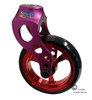 Aluminum Purple Caster Fork Assembly With 4x1 Soft Roll Wheel-Red Rim