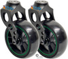Aluminum Caster Fork  With Composite Wheel 4x1.40 Soft Roll Caster-Green Ring