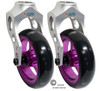 Aluminum Silver Caster Fork Assembly With 4x1 Soft Roll Wheel-Purple Rim