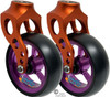Orange Aluminum Caster Fork Assembly With 4x1.40 Soft Roll Purple Wheels