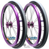 Shivoxx 24"x1" (540) Wheels with Primo V-Trak  Grey Pneumatic Tires. Purple Pushrim, Aluminum/Carbon Hub and 1/2" Bearings