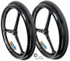 SHIVOLIT 24" x 1" (540m) 3 Spoke Carbon Wheel With Air Pneumatic Tire and Aluminum Pushrim. Set of 2