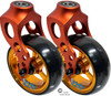 Orange Aluminum Caster Fork Assembly With 4x1.40 Soft Roll Gold  Wheels
