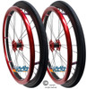 Shivoxx 24"x1 3/8" (540) Wheels with Shox G1 Black Tires. Red Pushrim, Aluminum/Carbon Hub and 1/2" Bearings