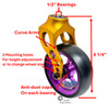 Gold Aluminum Caster Fork Assembly With 5x1.40 Soft Roll Wheels in Purple Color