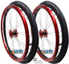 Shivoxx 24"x1" (540) Wheels with Primo Sentinel Tires. Red Pushrim, Aluminum/Carbon Hub and 1/2" Bearings