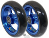 SHIVOSPYN 4" X 1" Aluminum 3 Spoke Wheel, Blue Rim / Soft Urethane Tire with 5/16" bearings.