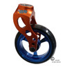 Aluminum Orange Caster Fork Assembly With 4x1 Soft Roll Wheel-Blue Rim