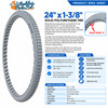 24 X 1 3/8"  SOLID, SOFT ROLL GREY TIRE. Set of 2