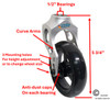 Aluminum Silver Caster Fork Assembly With 4x1 Soft Roll Wheel-BlackRim