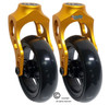 Aluminum Gold Caster Fork Assembly With 4x1 Soft Roll Wheel-Black Rim