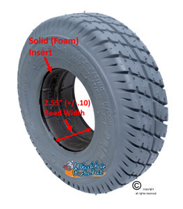 2.80X2.50-4 (9X2 3/4) DURATRAP FOAM FILL TIRE. SOLD AS EACH