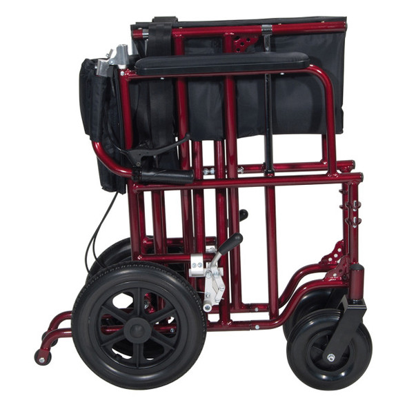 DRIVE 22" BARIATRIC ALUMINUM TRANSPORT CHAIR WITH 12" REAR “FLAT-FREE” WHEELS FREE SHIPPING