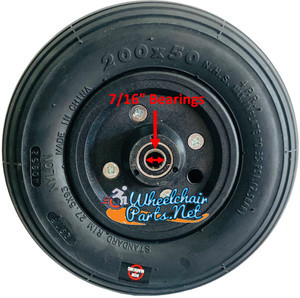 CW194-7 8" X 2" WHEEL WITH BLACK NON-MARKING FOAM FILL TIRE.  7/16" BEARINGS