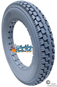 12 1/2 x 2 1/4" Solid Polyurethane Tire, Light Grey Color & Knobby Tread. Sold as each.