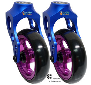 Aluminum Blue Caster Fork Assembly With 4x1 Soft Roll Wheel-Purple Rim