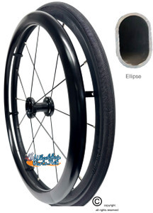 ELLIPSE 24" (540) Black Hard Anodize Color Pushrim with 6 Tab. Great for users with bigger hands. Set of 2