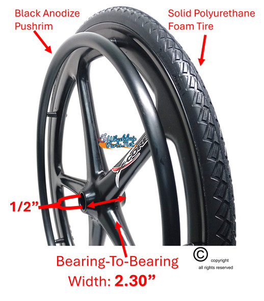 Set of 2 X-CORE Wheels 24" (540) BLACK Color &  Solid SHOX ALL Terrain Tires