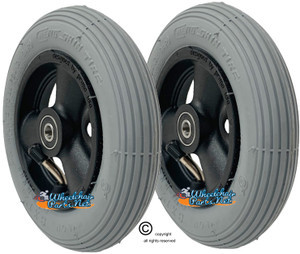 CW113Q 6 x 1 1/4"  3 Spoke wheel w/pneumatic Tire/Tube. Sold In Pairs