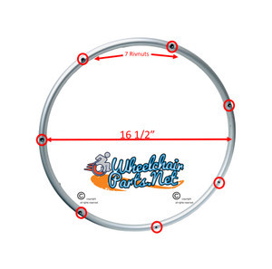 20"  Silver Anodized Pushrims  with 7 Rivnuts. Set of 2