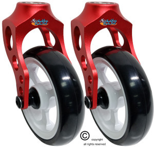 Aluminum Red Caster Fork Assembly With 4x1 Soft Roll Wheel-White Rim