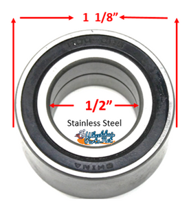 STAINLESS STEEL.  1 1/8"X 1/2 Precision Bearing.  Ref # R8-RS. Sold as pack of 4