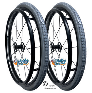 24"  x 1 3/8" (540) 16 Spoke Wheel & SOLID PU Everyday Tire - Set of 2