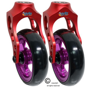 Aluminum Red Caster Fork Assembly With 5x1 Soft Roll Wheel-Purple Rim