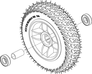 7"x2" Front Wheel Assembly with Flat-Free Tire for Pride Go-Go Elite Traveller (SC44E) and Go-Go Ultra X (SC44X) 4-Wheel Mobility Scooters. Sold as each
