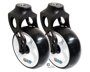 Aluminum Caster Fork Assembly With 5x.140 Soft Roll Caster-White Rim