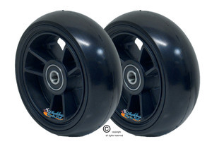 TRI RACER - 4" x 1.40" 3-Spoke Composite Mag Wheel, Black Color Rim. Sold as Set of 2