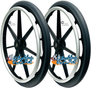 20" x 1 3/8" 7 spoke Wheel &  Aluminum Pushrim. Fits on Invacare Chairs. Sold as Pair