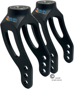 Aluminum Caster Fork, Black Anodized. Standard Size Price is for a set of 2 Forks. For use with 3"-6" wheels. Price is for set of 2