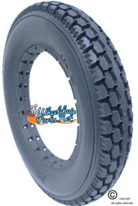 12 1/2 x 2 1/4" Solid Polyurethane Tire, Dark Grey Color & Knobby Tread. Sold as each.