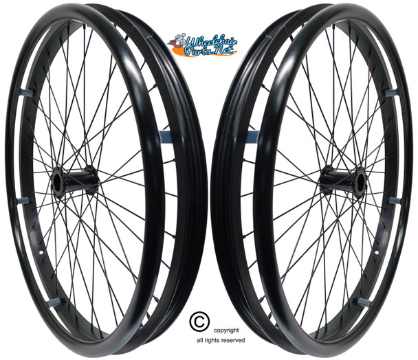 22" (507mm) Rim, 36 Spoke with Pushrim and 1/2" Bearings. TIRES NOT INCLUDED.