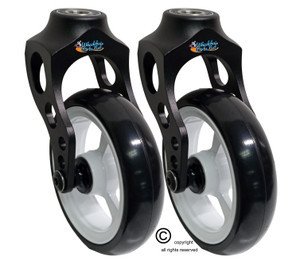 Aluminum Caster Fork Assembly With 5x1 Soft Roll Wheel-White Rim