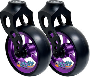 Aluminum Caster Fork Assembly With 4x1.40 Soft Roll Caster-Purlple Rim