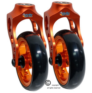 Aluminum Orange Caster Fork Assembly With 5x1 Soft Roll Wheel- Orange  Rim