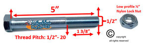 1/2" x 5" STANDARD AXLE WITH NYLOCK NUT.