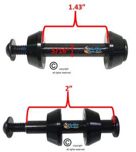 Set of Axles for Single Sided Forks. Black Color . Set of 2