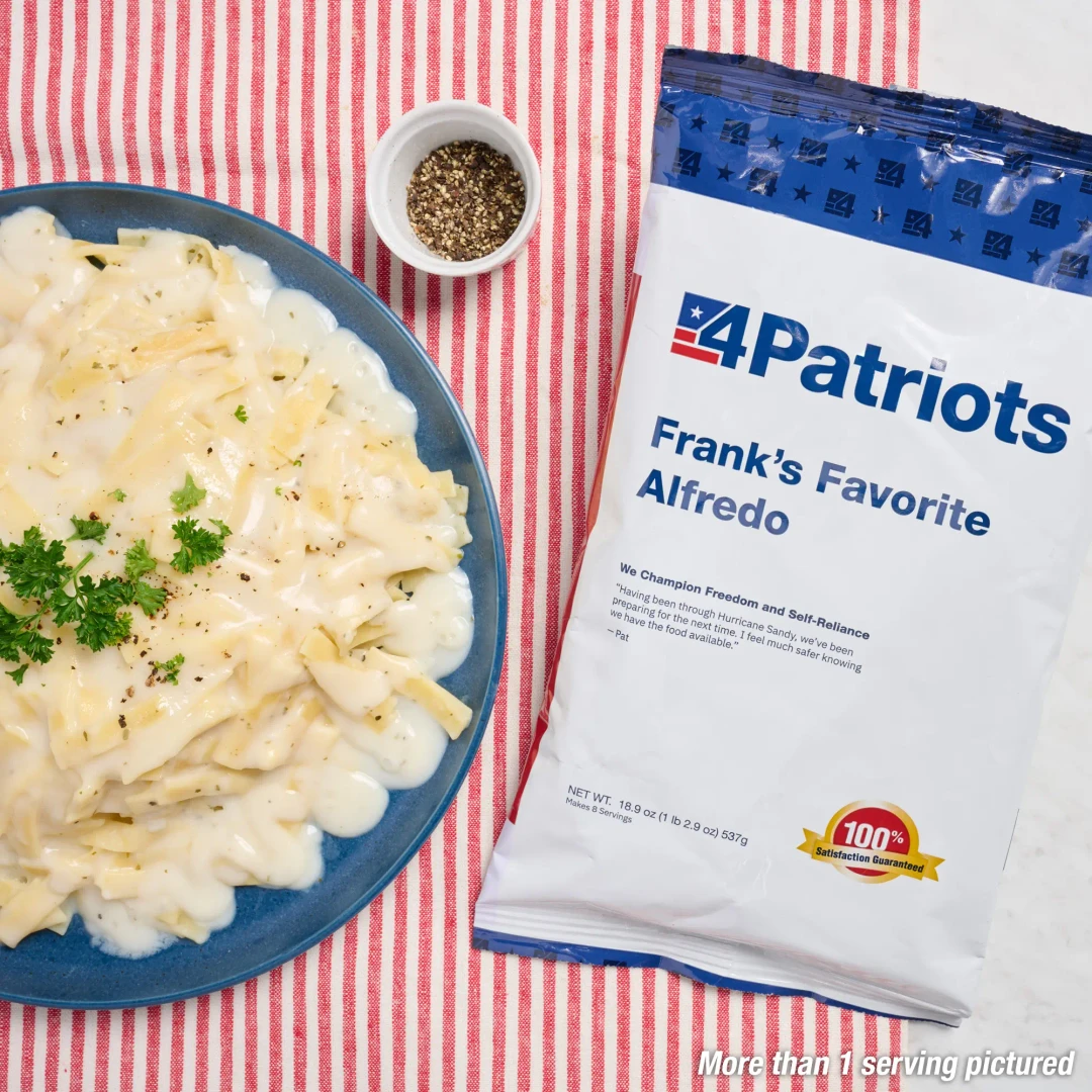 Frank's Favorite Alfredo Emergency Food Pouch | 8 Servings | 4Patriots